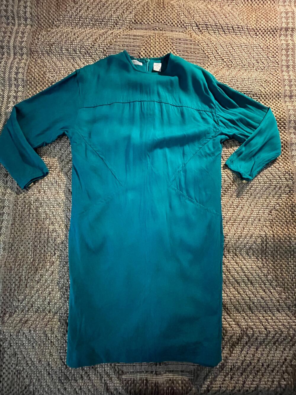 VTG. Liz Claiborne Petite long sleeve Dress Jade/Green Color SZ Petite 2